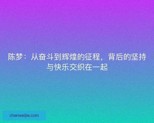 陈梦：从奋斗到辉煌的征程，背后的坚持与快乐交织在一起